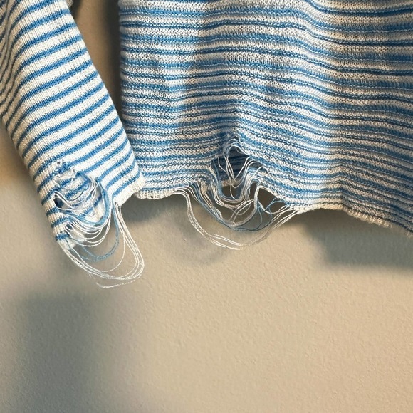 Wildfox Astor Aura Distressed Striped Ruffle Detail Sweater NWT Size S - Picture 6 of 12